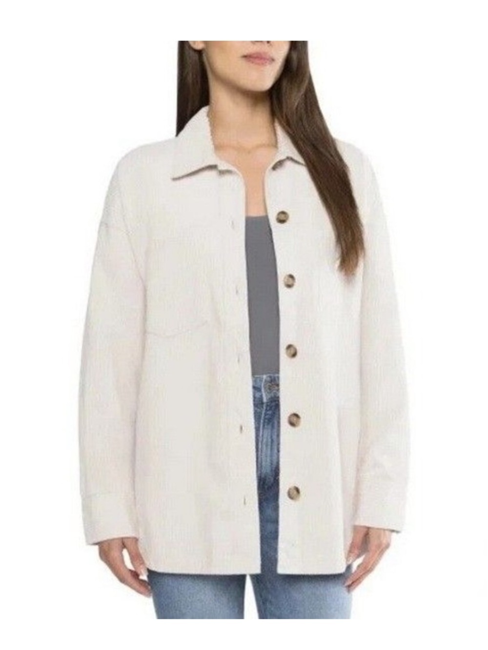 NWT Matty M Women's Light Cream White Corduroy Shirt Jacket Sz M